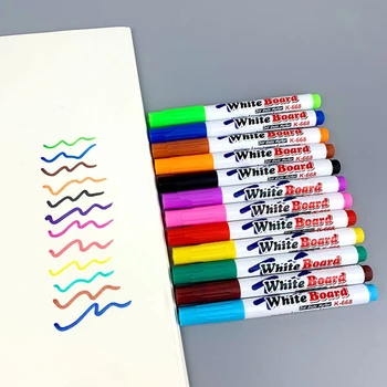 12 צבעים לוח מחיק טושים ניתן למחיקה צבעוני עטי סמן נוזל גיר עטים על הספר Office לוח לוח לוח