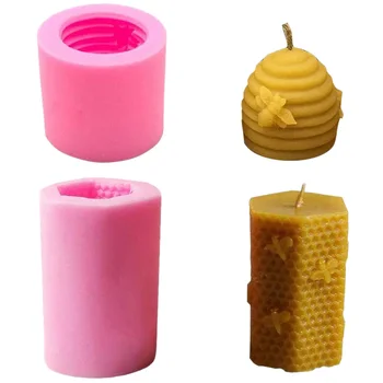 2 Pack דבורה דבש, נר תבניות כוורת עובש סיליקון עבור תוצרת בית נר שעוות דבורים סבון ביצוע האספקה.