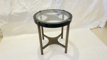Dongguan Factroy בתנאי עץ, מתכת, חומר עליון זכוכית הספה לצד קפה מנורת שולחן