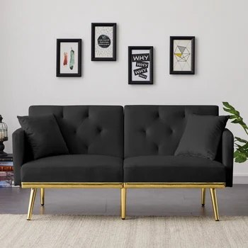 קטיפה שחורה מיטת ספה קל להרכבה מקורה הרהיטים בסלון