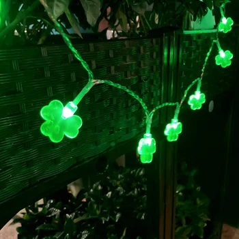 Shamrocks מזל אורות מחרוזת חגו של סנט פטריק ירוק קישוט עם השלט.