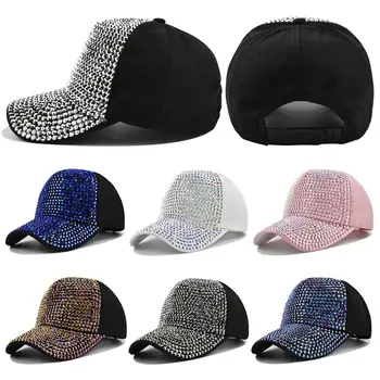אופנה וינטג נשים בנות יוקרה קרם הגנה כובעי בייסבול, כובעים, נצנצים, כובעי בייסבול נוצץ נצנצים קאפ