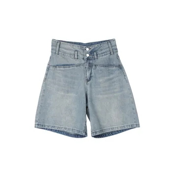 שלוש נקודות התלקח מכנסיים גבוהה המותניים מכנסי ג ' ינס קצרים לנשים הקיץ