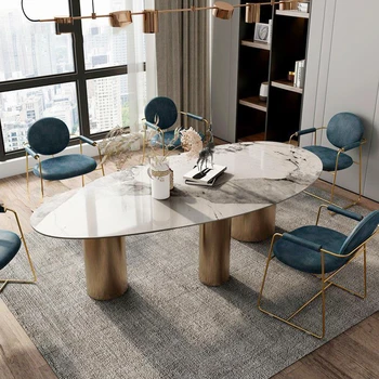 אליפסה לוח שולחן אוכל, כיסא משולב עבור משפחה גדולה מודרני מינימליסטי אור וילה יוקרתית שולחן המטבח 화장대 רהיטים