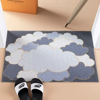 ענן קריקטורה ההגירה מפתן הדלת שטיח משי מעגל שטיחים ביתיים נגד החלקה ניתן לחתוך עמיד נגד חיידקים