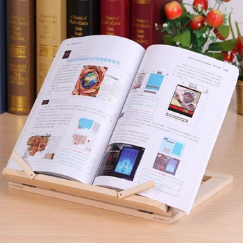 מתקפל הספר מחזיק סטנד מתכוונן מעץ קריאה Bookrest המתכון עם מתכווננת דף קליפים עבור המשרד הביתי