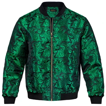 גבוהה מסתובב ירוק רוכסן הג ' קט גבר אקארד Pasiley מעיל אופנה ארוגים ספורט אופנת רחוב המדים שרוולים ארוכים לסתיו חורף