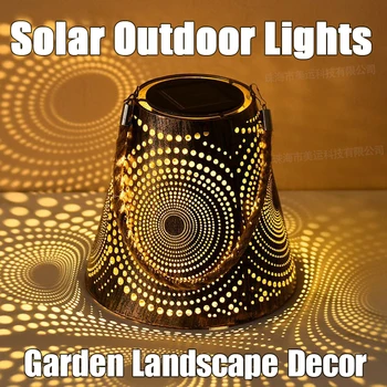 אנרגיה סולארית מנורות ברזל אמנות חיצוני LED הדשא בחצר גינה נוף אווירה מרפסת קישוט נייד אורות הקרנה