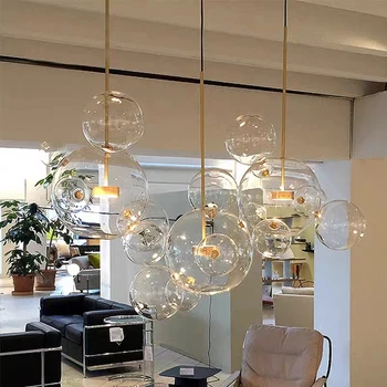 נורדי מיקי זכוכית תליון כדור מנורות אישיות יצירתית מודרנית פשוטה מטבח המסעדה תלויים אורות Led לקישוט הבית