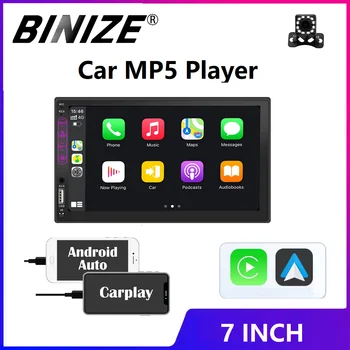 Binize 7Inch 2 Din רדיו במכונית מולטימדיה נגן MP5 עם Carplay אנד אנדרואיד אוטומטי מסך מגע לרכב סטריאו AM/FM Bluetooth MirrorLink