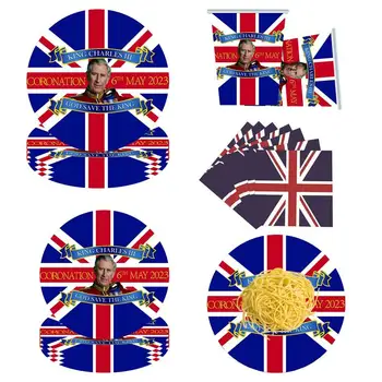 2023 המלך צ 'ארלס ההכתרה קישוטים בריטניה הדגל הבריטי מסיבת נייר, סכו