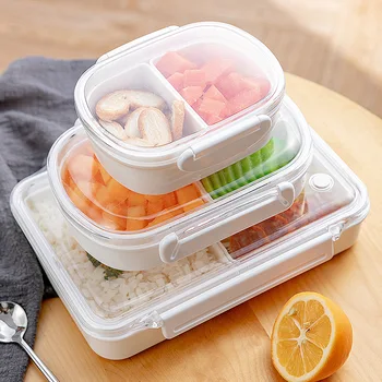 קופסת אוכל מפלסטיק נייד תא פירות אוכל בנטו בוקס פרסום מזון המכיל מיקרוגל, כלי בית עבור התלמידים