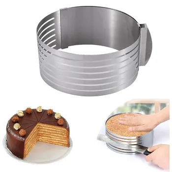 7 שכבות מתכוונן נירוסטה עגול עוגה מבצעה 6-12 אינץ לחם קאטר מוס הטבעת עובש עוגת כלים DIY אפייה אביזרים