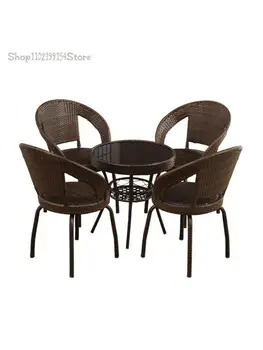 קרישה קטנים מקל שלושה חלקים תה, שולחן מרפסת כיסאות חיצוני חצר עכשווי, מכווצים יחיד אריגה