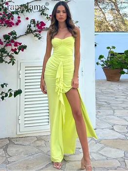 אלגנטי הקולר Bodycon ללא משענת שמלות מקסי נשים סקסי מסיבת חוף ערב לנשף יום ההולדת 2023 שמלה ארוכה בקיץ שחור ירוק