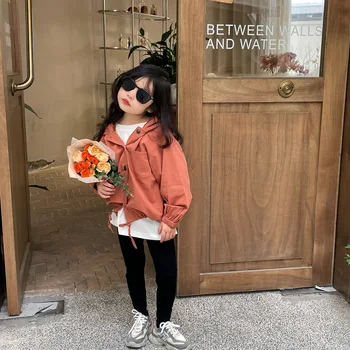 ילדים בגדי בנות מעיל 2023 סגנון קוריאני חדש האביב הסתיו קרדיגן פשוטה מעטה מוצק צבע מזדמן מעיל מעיל בנות