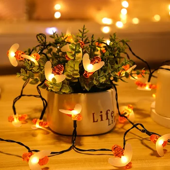 חיצונית מנורה פיה גן קישוט חג המולד זר 20/50/100led אנרגית שמש דבש דבורים מחרוזת אור עמיד למים אורות השמש