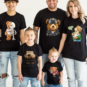 דובים המשפחה התאמת תלבושות קיץ משפחה תראי אמא ובת התאמת בגדים אבא אמא תינוק בגדי ילדים, בנות, בנים Tshrit