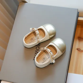 בנות נעלי עור עבור מסיבת החתונה ילדים שרשראות פנינים נסיכה נעלי אופנה צבע התאמת ילדים ביצועים נעליים