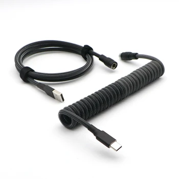 Paracord & מחמד כפול עם שרוולים 2 צבעים סלילי ה-USB Type-C Micro Mini-USB כבל מסולסל עבור מכני מקלדת עם YC8 טייס