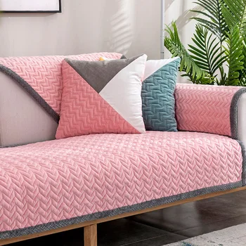 Soild צבע לעבות ספה רכה כיסוי הספה מכסה עבור הסלון פלנל רך כרית הספה מגבת בצורת L ספה לכיסוי עיצוב