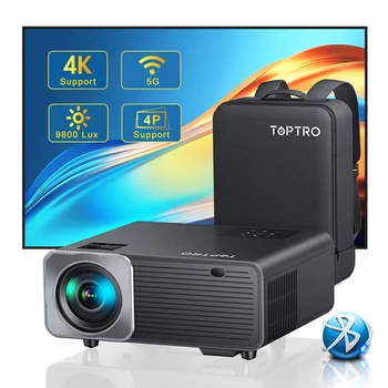 TOPTRO מיני מקרן יליד 1080P Full HD 4K נתמך 480 ANSI 5G WiFi Bluetooth מקרן 4D/4P אבן הראשה תיקון מקרן