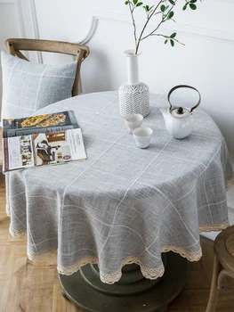 מודרני מינימליסטי סביב שולחן מפת שולחן, כותנה, פשתן רגיל צבע משק הבית עגולה תה שולחן מפת שולחן