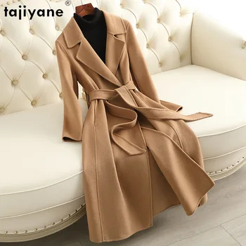 Tajiyane 100% צמר מעיל אישה בגדי סתיו חורף מעילים לנשים אמצע אורך אלגנטי דו צדדי צמר מעילים Abrigo Mujer