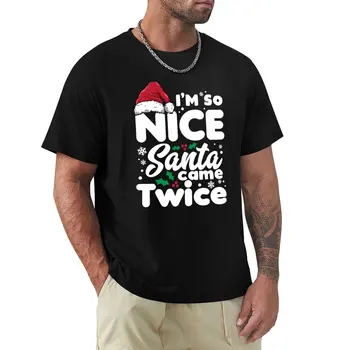 מצחיק, אני כל כך נחמד סנטה הגיע פעמיים טי-שירט גבר בגדים חתול חולצות טי-שירט גבר קוריאני אופנה חולצת גברים