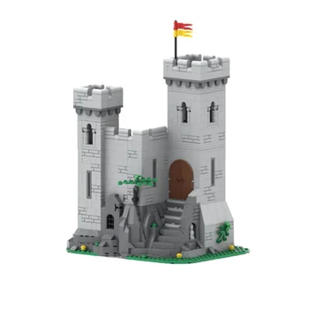 MOC בניין DIY לבנים מבצר מימי הביניים בסגנון אירופאי הטירה אדריכלות מודל הרכבת צעצועים אוסף חג המולד