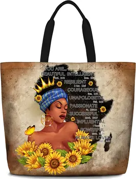 נשים שקיות נשים אפרו-אמריקאית ילקוט תיקים בחורה שחורה קסם כתף תיק גדול קיבולת כושר מסע קניות