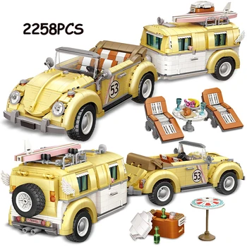 MOC יצירתי RV סדרה חיפושית עגלה טכניים המכונית אבני בניין עיר מיני חניך הרכב לבנים קבוצות ילדים צעצועים לילדים מתנות