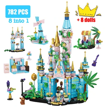 782PCS חברים סדרה 8in1 של הנסיכה טירה קסומה הבית סט דגם דמויות אבני בניין לבנים צעצועים לילדים מתנה