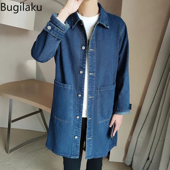 Bugilaku ג 'ינס מעיל רוח אמצע אורך גברים של האביב והסתיו מגמה רב-תכליתי, נאה רפויים דק קייפ ז' קט