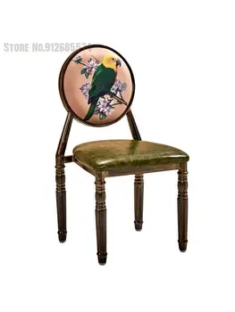 סגנון אירופאי האוכל הכיסא פשוטה ברזל יצוק קפה שולחן כיסא רטרו מסעדת מלון הכיסא יצירתי משענת מניקור
