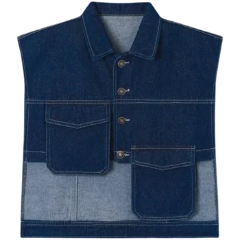 רטרו של גברים ג ' ינס האפוד שכבתית עם חולצה מתוקה המעיל, החולצה, גברים הגירסה הקוריאנית רופף גדול בגדים אופנה