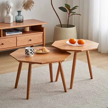 Homful עץ נורדי עיצוב עגול שולחן קפה סלון מרפסת שולחן אוכל שולחן איפור באס ריהוט יפני XY50CT