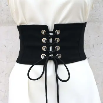 שמלת התחבושת מסוקס קשת הרזיה הגוף סגנון קוריאני חצאית קישוטים רחב חגורת מותן נשית חגורות במותניים להתאמה