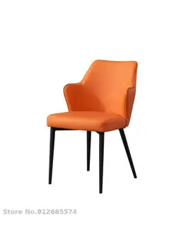 תאורה מודרניים יוקרה האוכל כיסא עור רך תיק עם כורסא בסגנון איטלקי פשוט ונוח, משענת הכיסא יצירתי