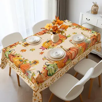 סתיו דלעת דפוס מפת שולחן מלבני הביתה ההודיה קישוט מתאים למסיבה שולחן תפאורה חיצונית המפה