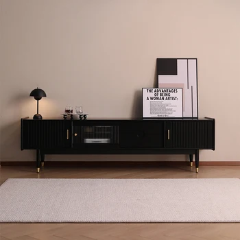 מחזיק עץ טלוויזיה עומדת שחור מדפים מגירת Schedari פשוטה טלוויזיה, שולחן קטן, מגיש טלוויזיה ניידת Soggiorno ריהוט חדר