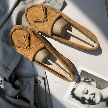 2023 אביב קיץ מותג העליון נשים מוקסינים נעלי עור אמיתי נשים שטוחות נעליים מזדמנים מוקסינים להחליק על נעלי נהיגה