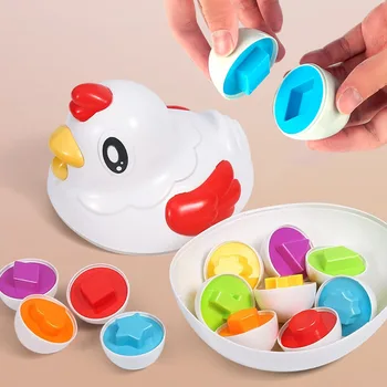 12 ביצים תואמים מונטסורי חושי התינוק צעצועים חג הפסחא ביצי עוף צורות צבעים הממיין למידה צעצוע חינוכי לילדים מתנות
