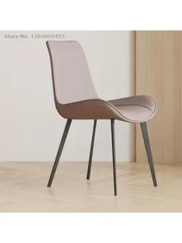 אוכף עור האוכל הכיסא בבית מודרני מינימליסטי אור יוקרה high-end איפור עור קשה השולחן הלבשה כיסא אוכף כיסא
