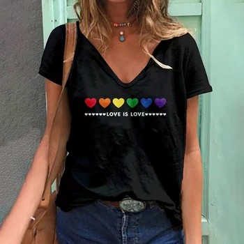 בנות שרוול קצר חולצה חמודה אוהבת להדפיס חולצת מזדמן אופנת רחוב של נשים מקסימום אופנה