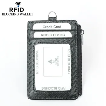 סיבי פחמן מרובות חריצי כרטיס בעל רוכסן מטבע בכיס הארנק RFID חסימת כרטיס אשראי ארגונית כרטיס בעל עסק