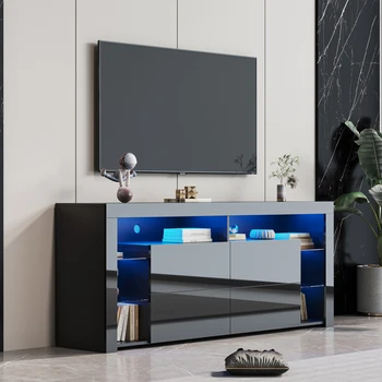 מודרני חוזה LED TV ארון עם מגירות אחסון，4. אחסון ארון עם מדפים פתוחים עבור הסלון לחדר השינה