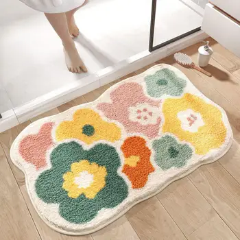 חדר האמבטיה שטיח דפוס פרחים מחצלת מקסים בצורת פרח נוהרים השטיח סופג מים רחיץ החלקה מחצלת עבור חדר השינה.