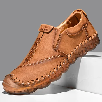 באיכות גבוהה חיצוני גומי טיולים גודל גדול 46 החלקה נוח קל משקל חדש גברים קלאסי עור נעליים מזדמנים